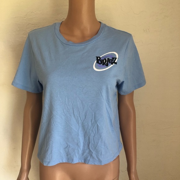BRATZ Women’s Juniors Size M Blue Cropped Graphic T-Shirt Short Sleeves Top Tee - Picture 2 of 16